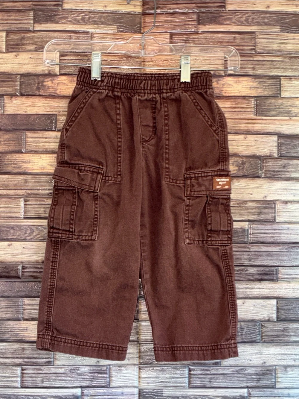 Vintage OshKosh Bgosh Brown Cargo Pull-On Kids Pants 3T